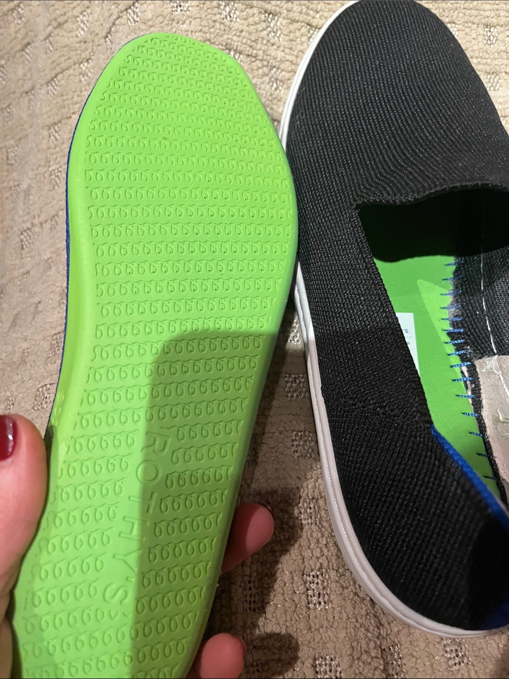 Rothy's Black Knit Slip-On with Blue Accents - Picture 6 of 7